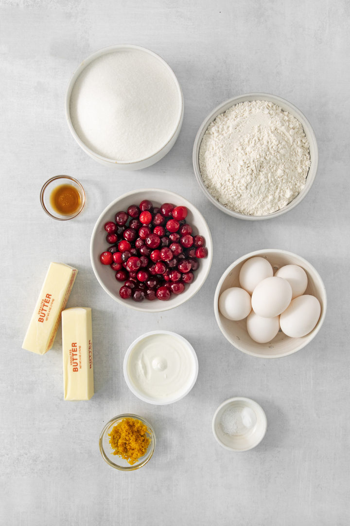 ingredients needed to make cranberry orange cake