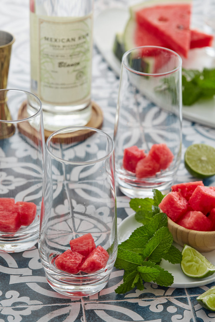 first step in how to make this watermelon mojito recipe

