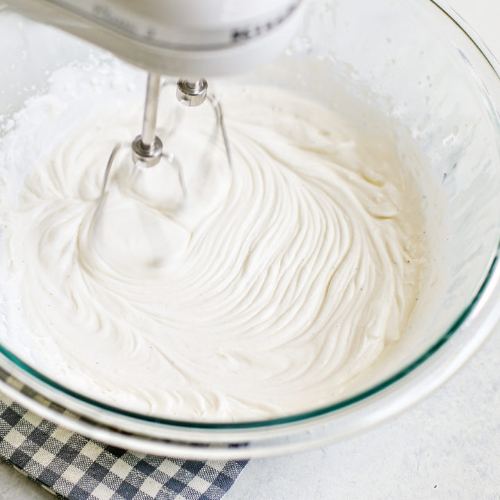making a bowl of stabilized whipped cream