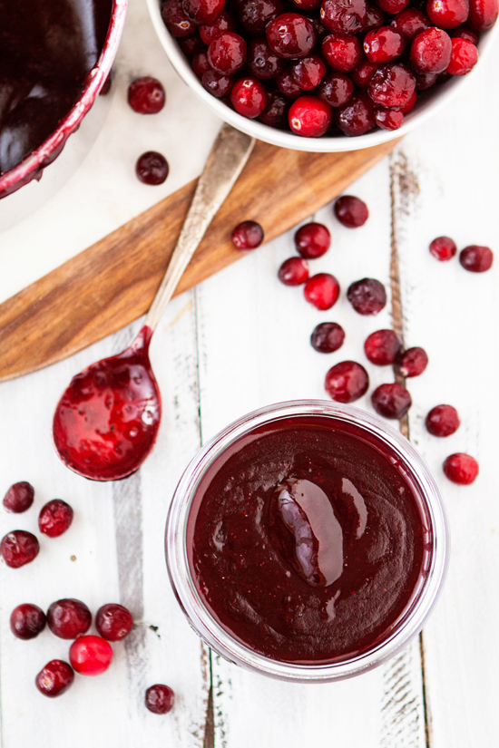 a jar of cranberry sauce for freezing