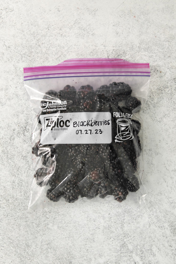 frozen blackberries in a bag