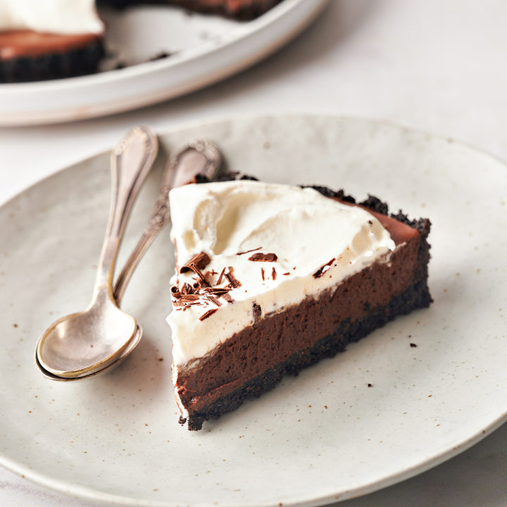 slice of chocolate tart on a plate