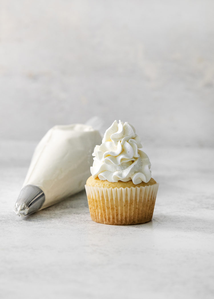 cupcake with stabilized whipped cream on top