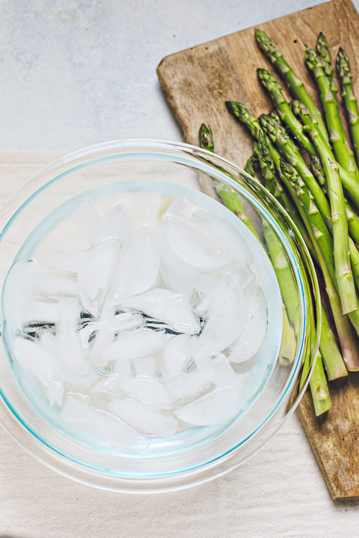 asparagus and ice bath for blanching