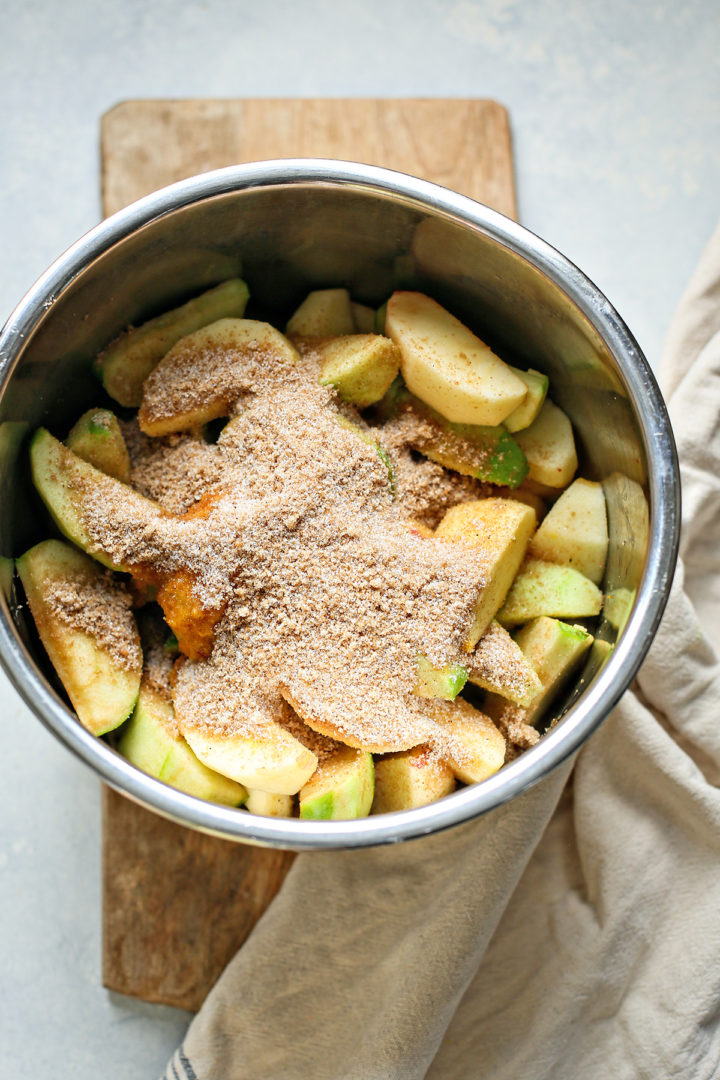 apples, sugar, and spices in an instant pot