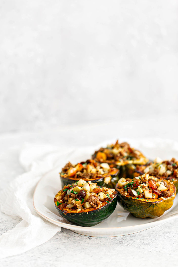 platter of stuffed acorn squash