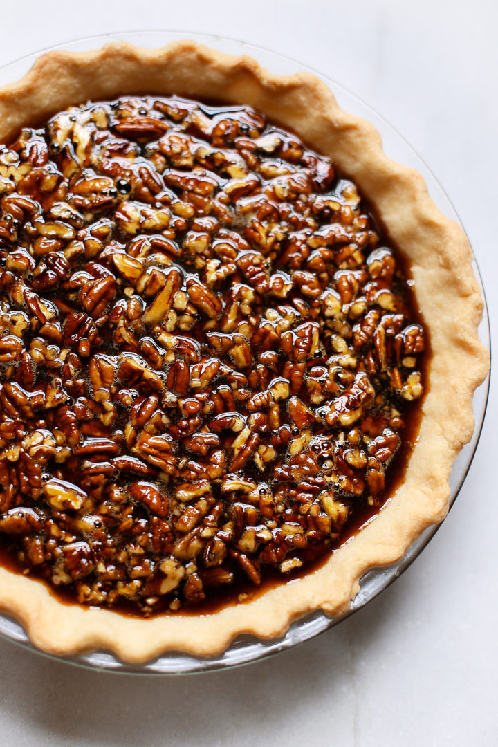 photo of pecan bourbon pie before baking