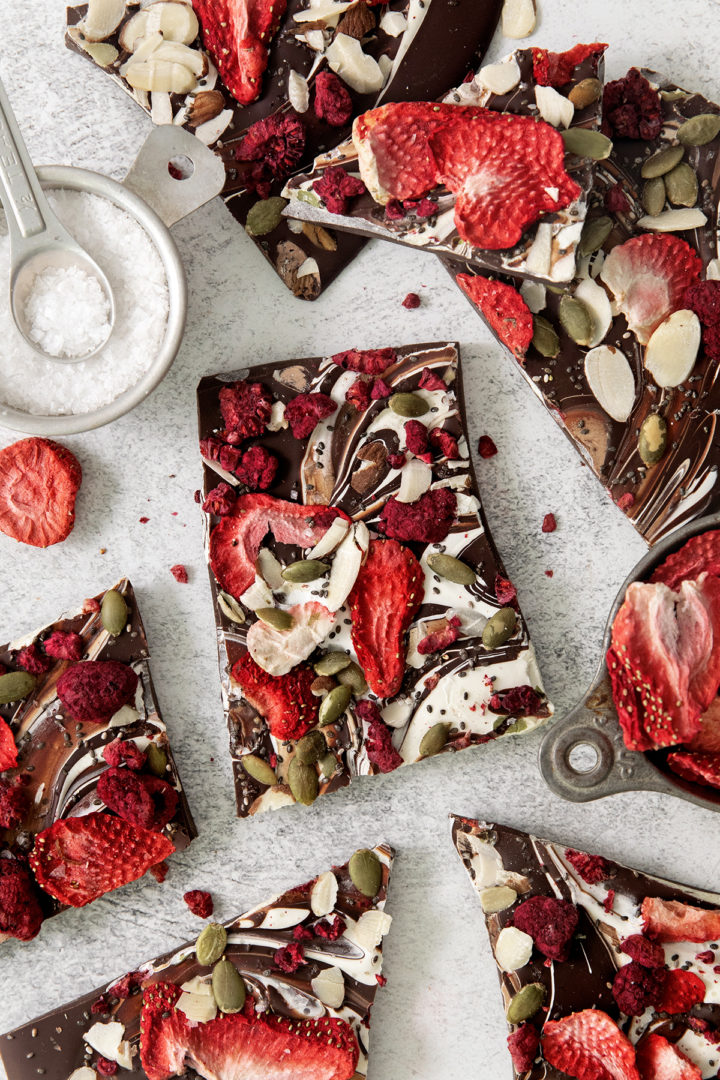 overhead photo of fruit and nut bark