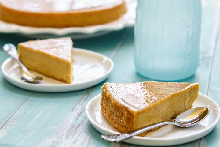 two plates of creme caramel