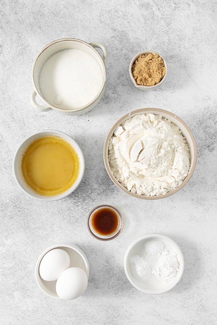 bowls of ingredients in brown butter snickerdoodle cookies