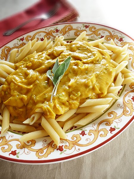 platter of penne pasta with Butternut Squash Pasta Sauce