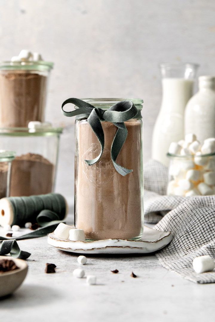 a jar of homemade hot cocoa mix