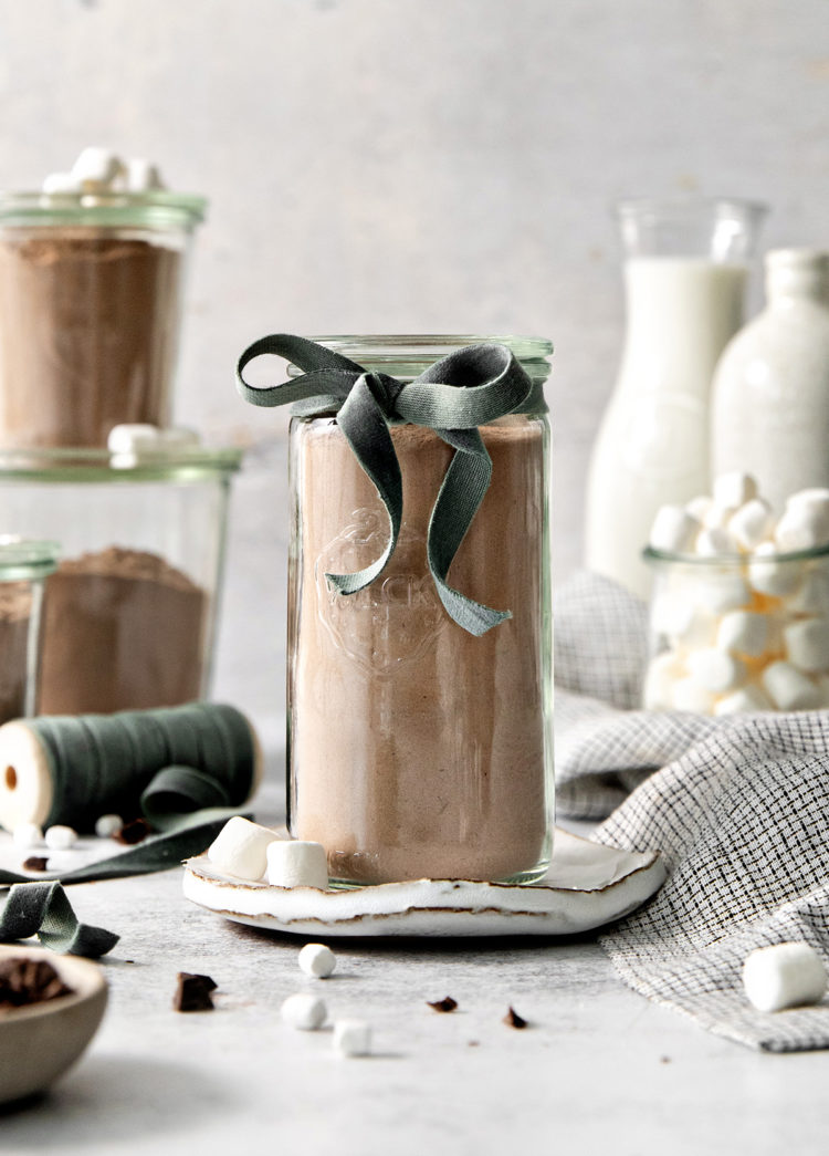 a jar of homemade hot cocoa mix