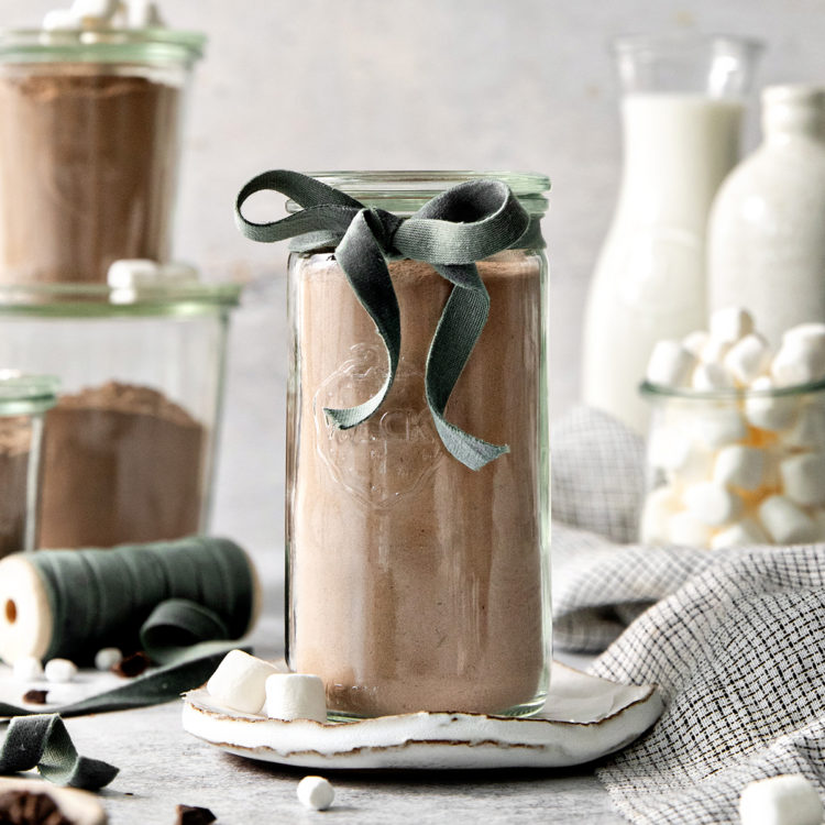 a jar of homemade hot cocoa mix