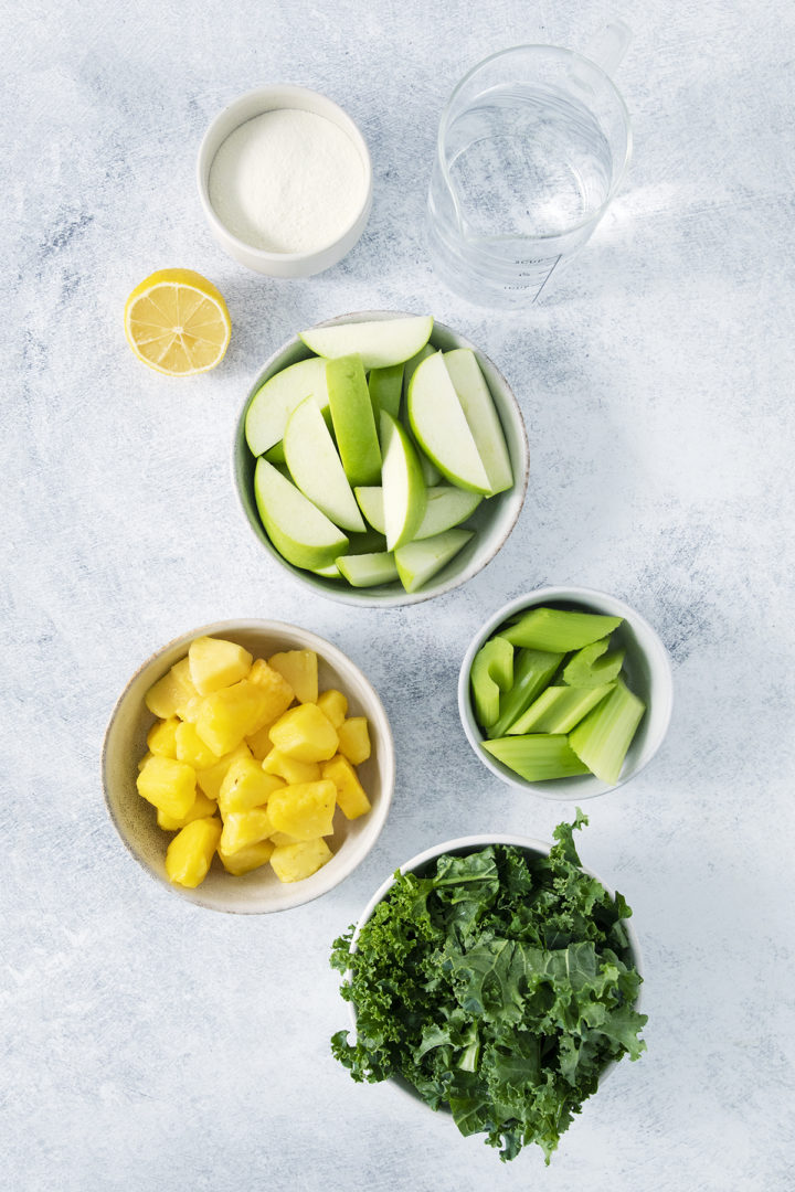 ingredients to make kale pineapple smoothie
