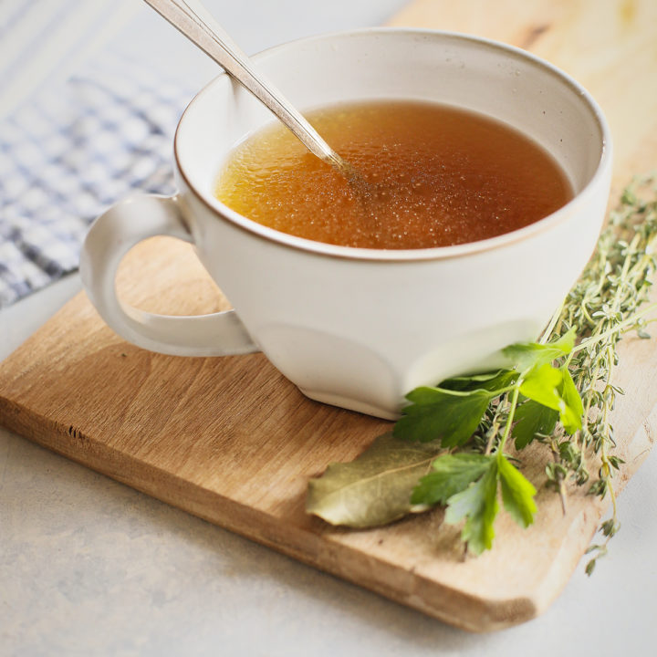 a mug of instant pot chicken stock