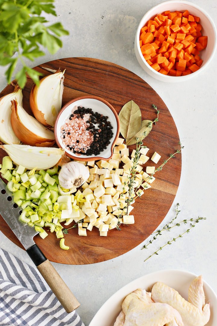 ingredients needed to make Instant Pot chicken stock