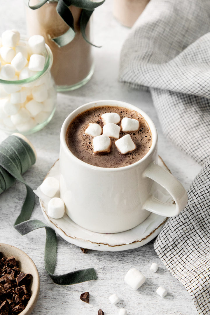 a mug of hot cocoa made from DIY hot cocoa mix