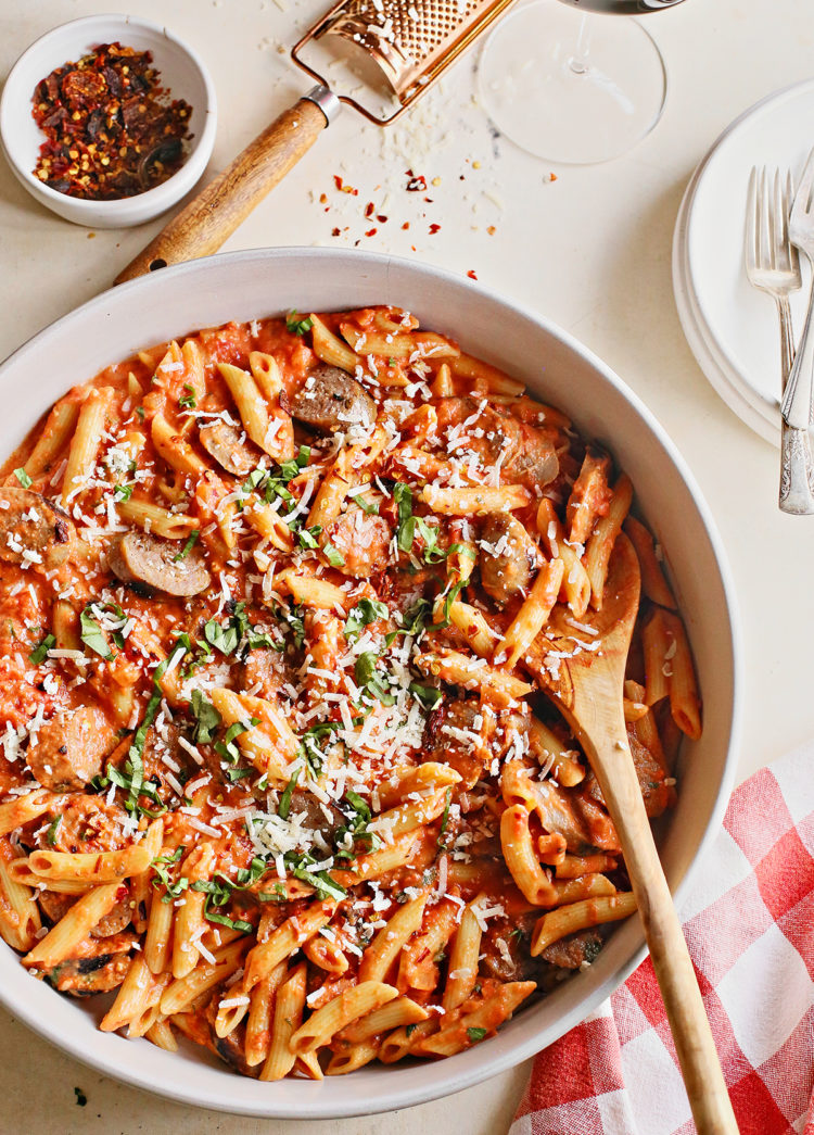 bowl of penne with vodka sauce