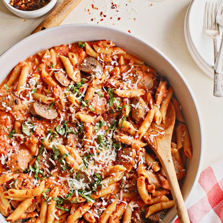 bowl of penne with vodka sauce