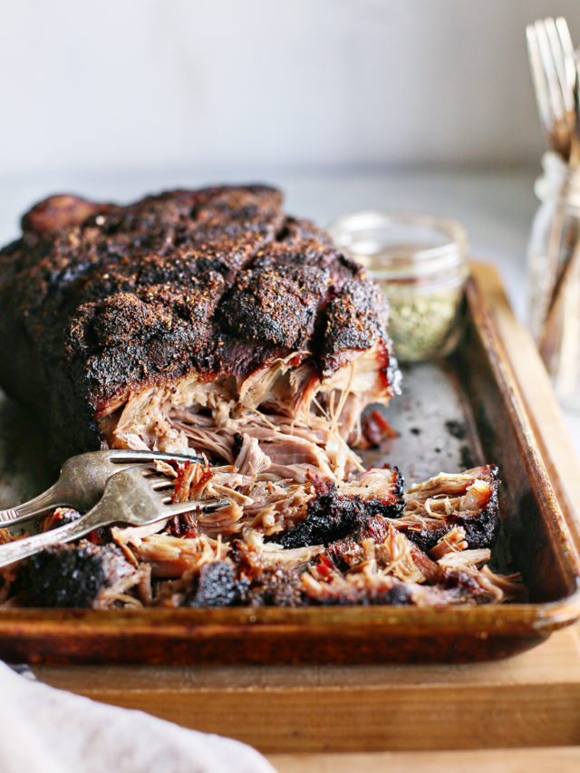 photo of baking sheet with shredded pulled pork