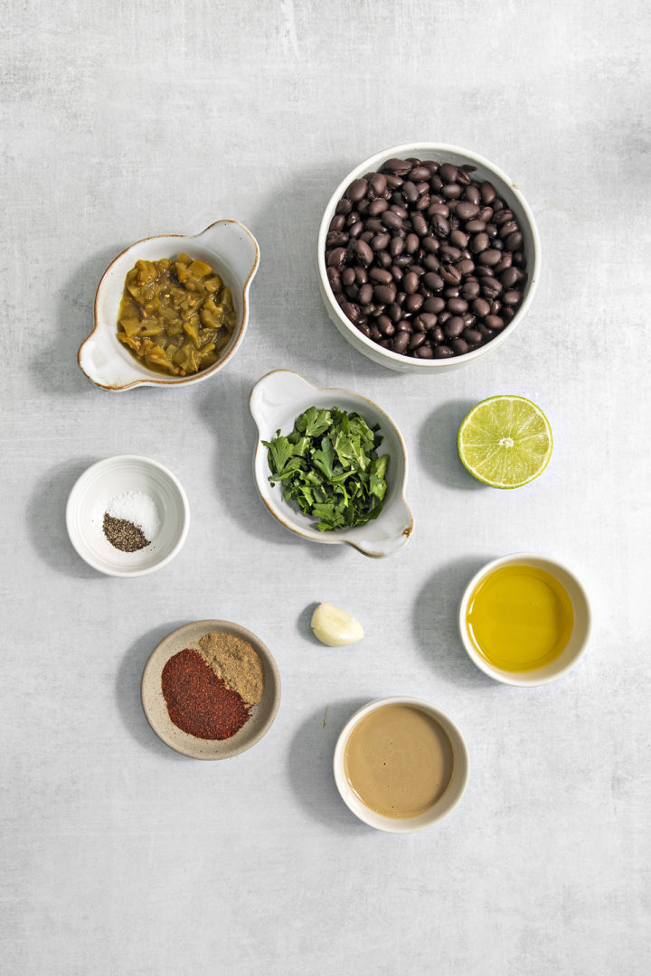 ingredients needed to make a black bean hummus recipe