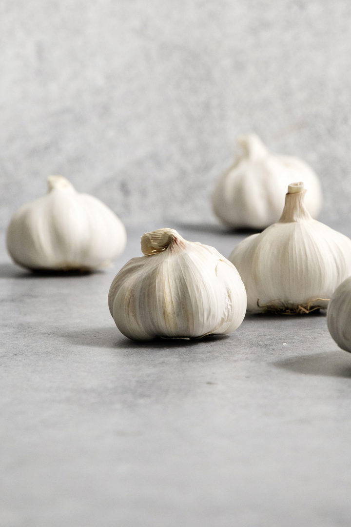 raw whole garlic bulbs