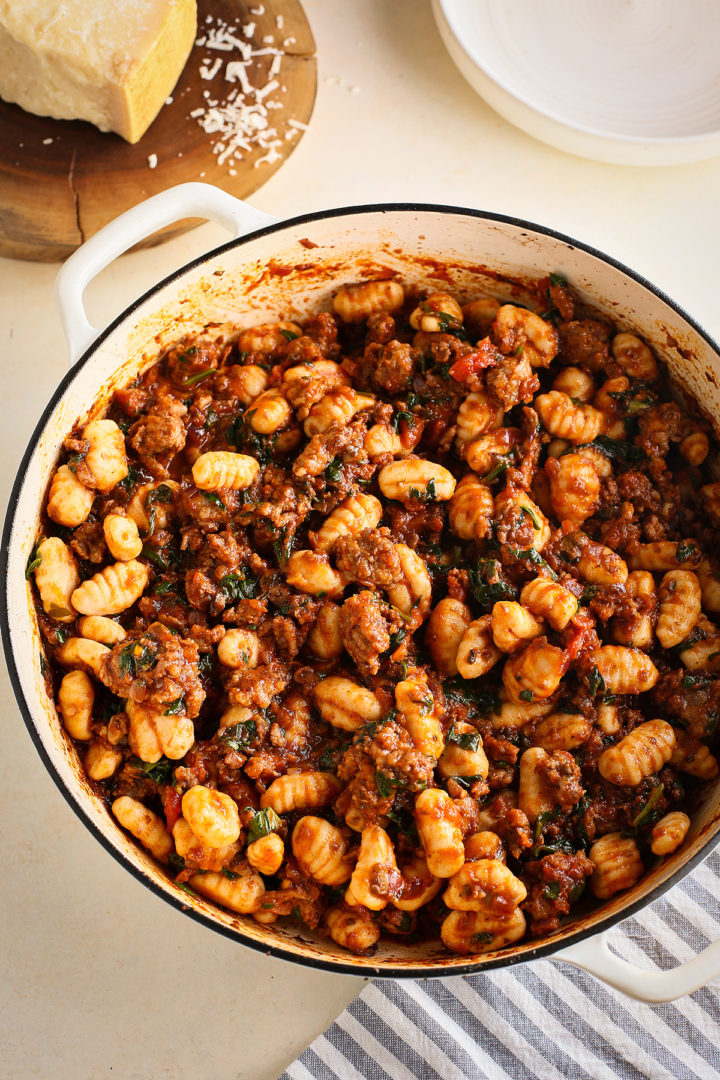 gnocchi casserole in a baking pan