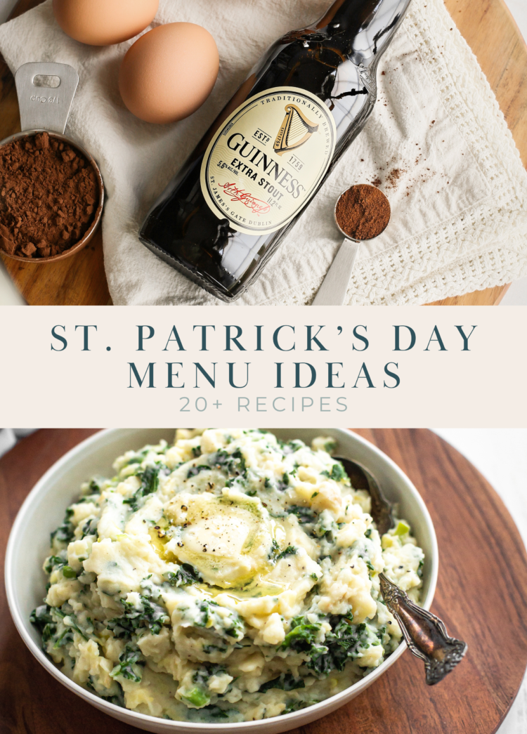 collage of recipe photos for st. patrick's day dinner