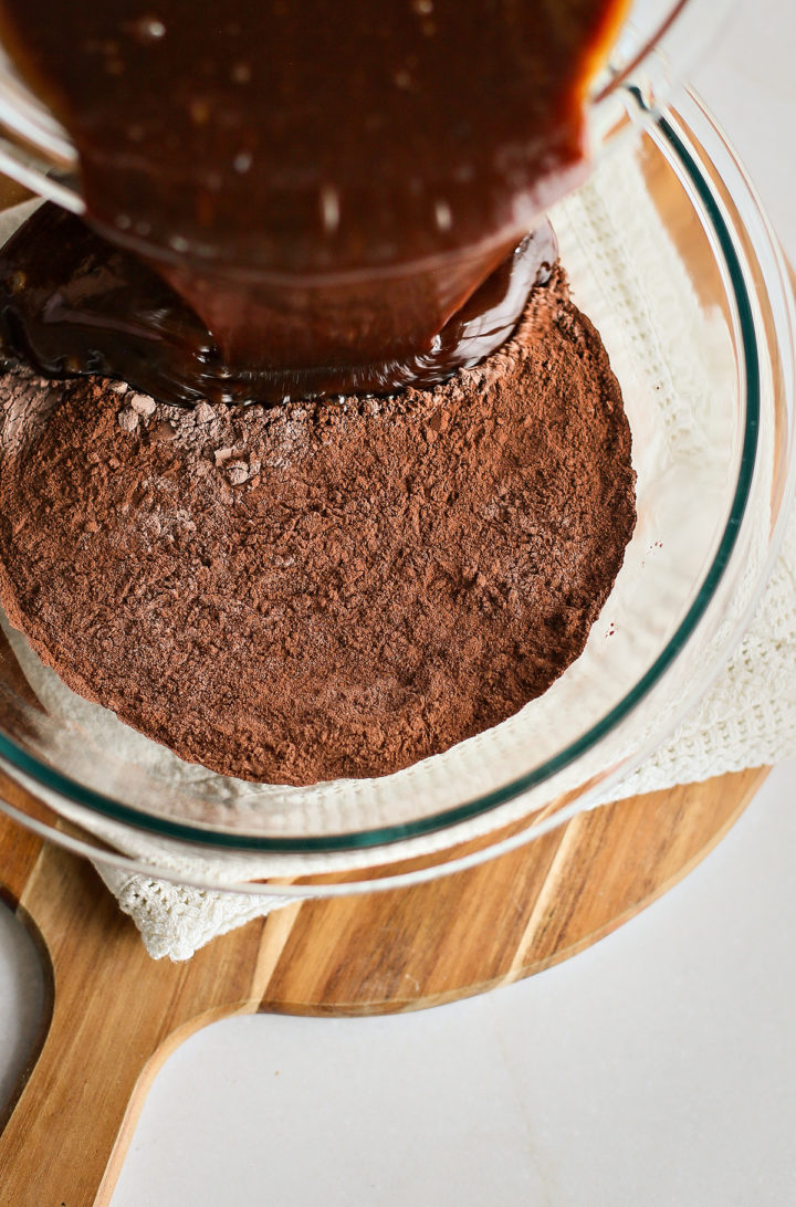 photo showing how to make Guinness chocolate brownies
