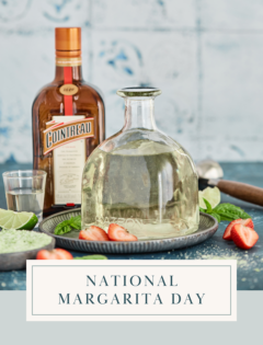 photo of tequila and other ingredients to make a margarita on national margarita day
