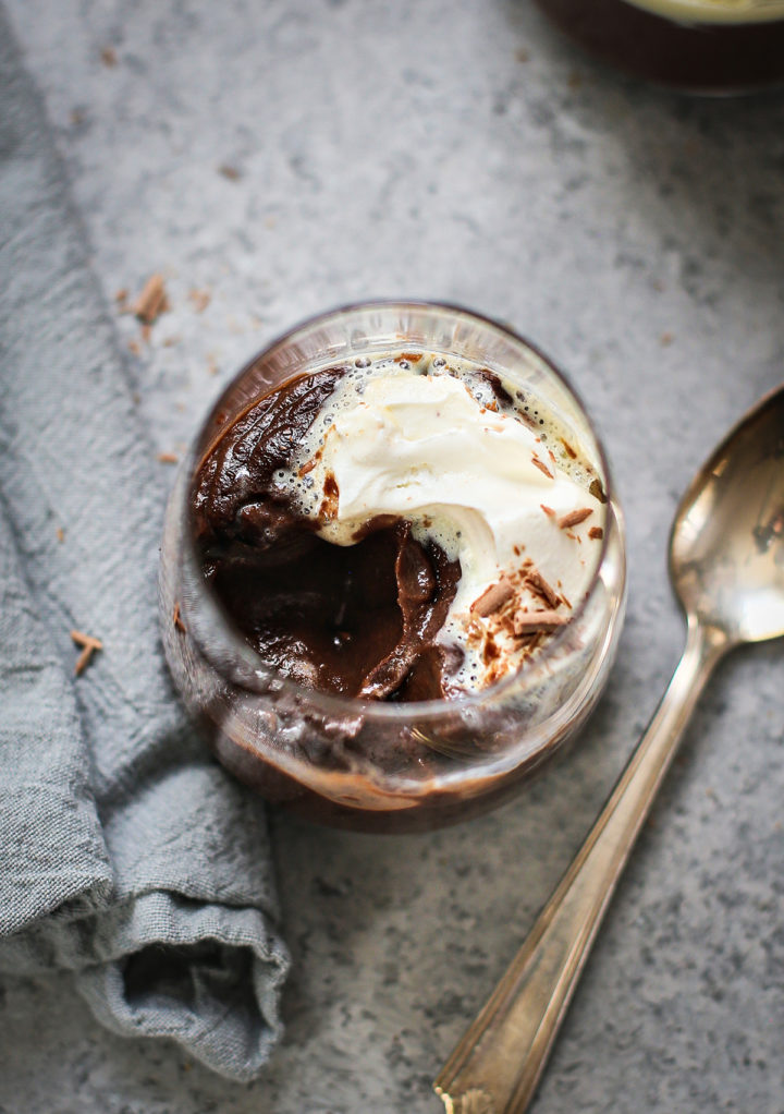 homemade chocolate pudding with a spoon