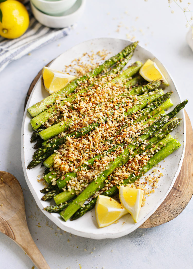 Traeger Asparagus on a white platter