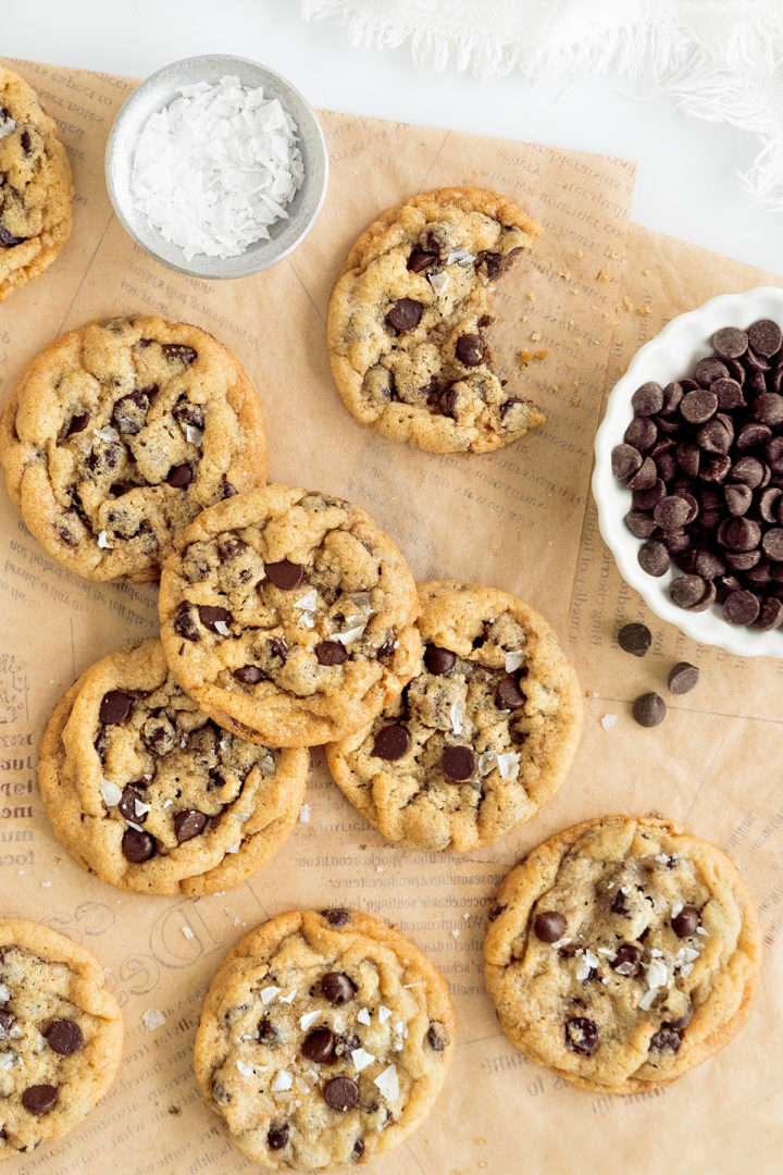 new york times chocolate chip cookies on top of parchment paper