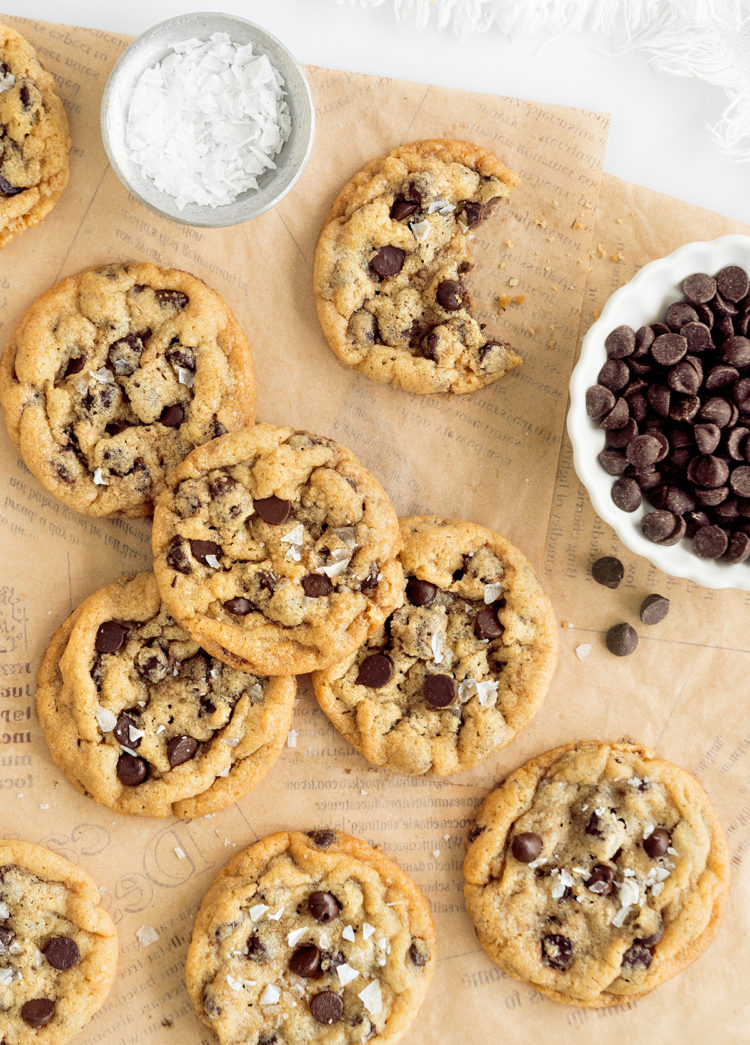 new york times chocolate chip cookies on top of parchment paper