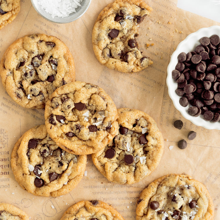 new york times chocolate chip cookies on top of parchment paper