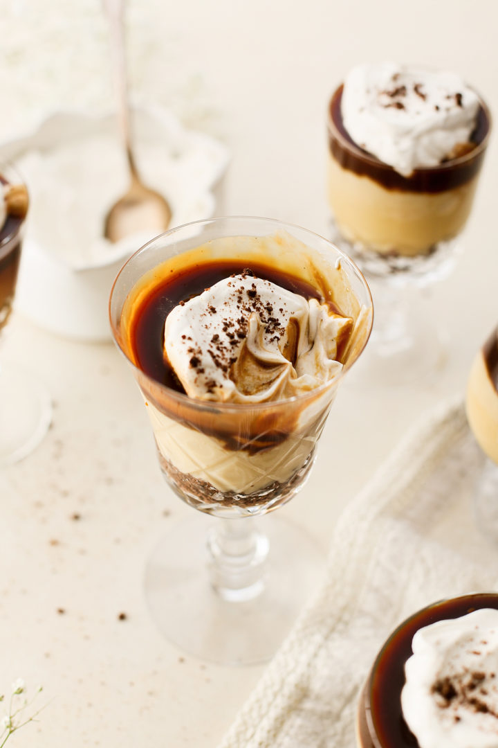 closeup photo of salted caramel budino dessert