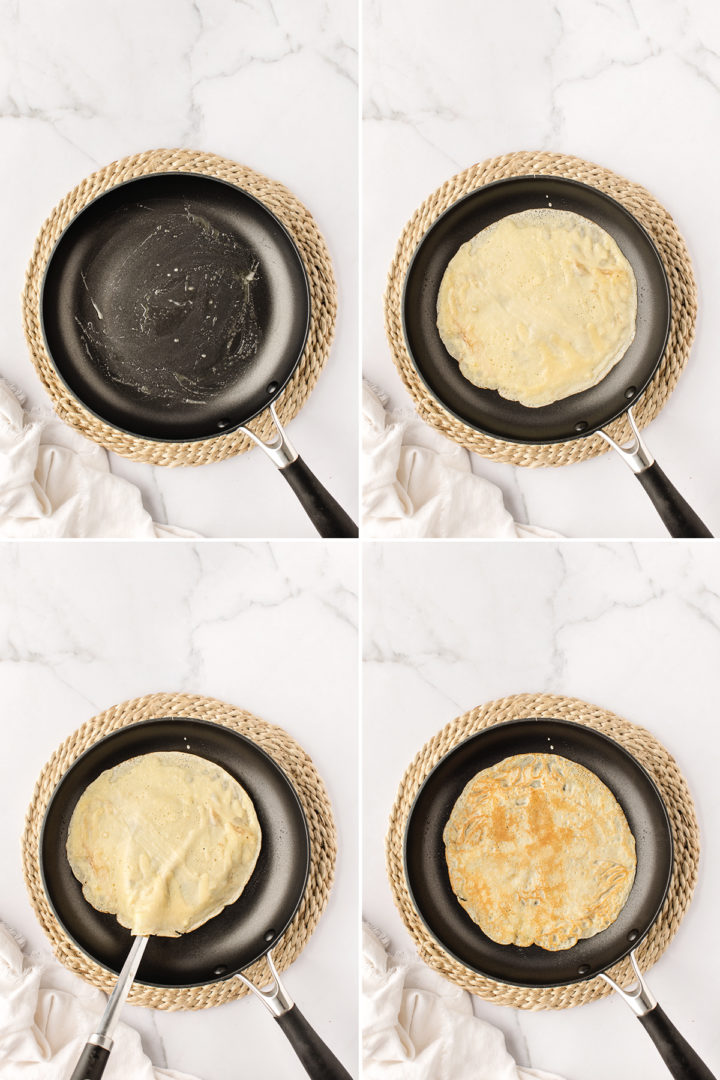 step by step photos showing how to cook crepes