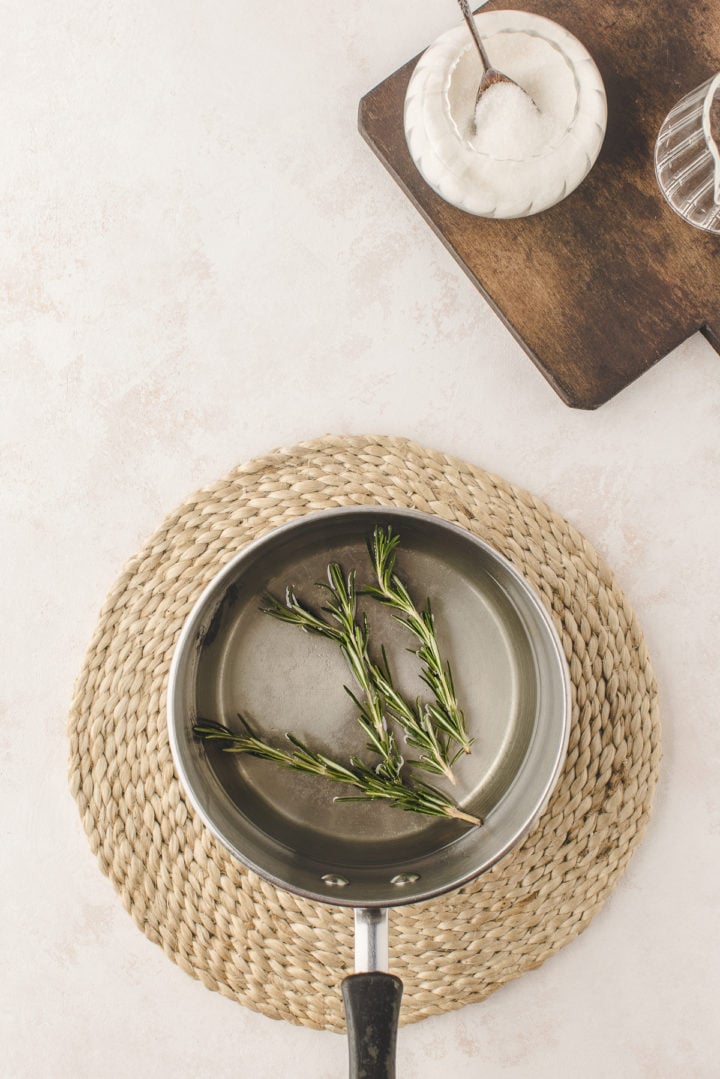 photo showing how to make how to make rosemary simple syrup