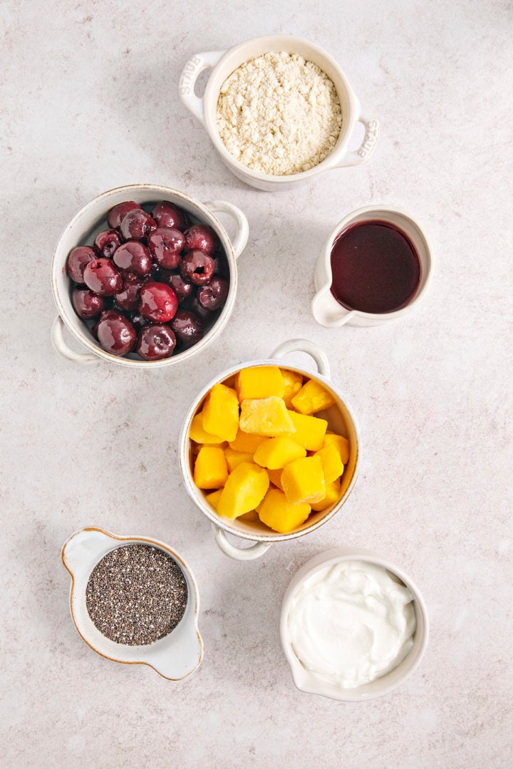 ingredients needed to make a cherry smoothie with mango