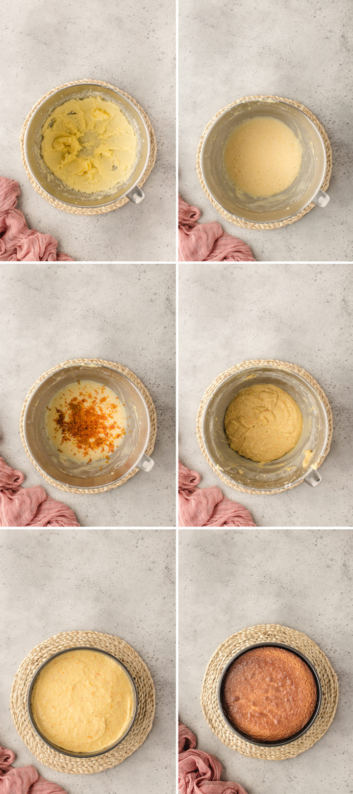 step by step photos showing how to bake an orange upside down cake