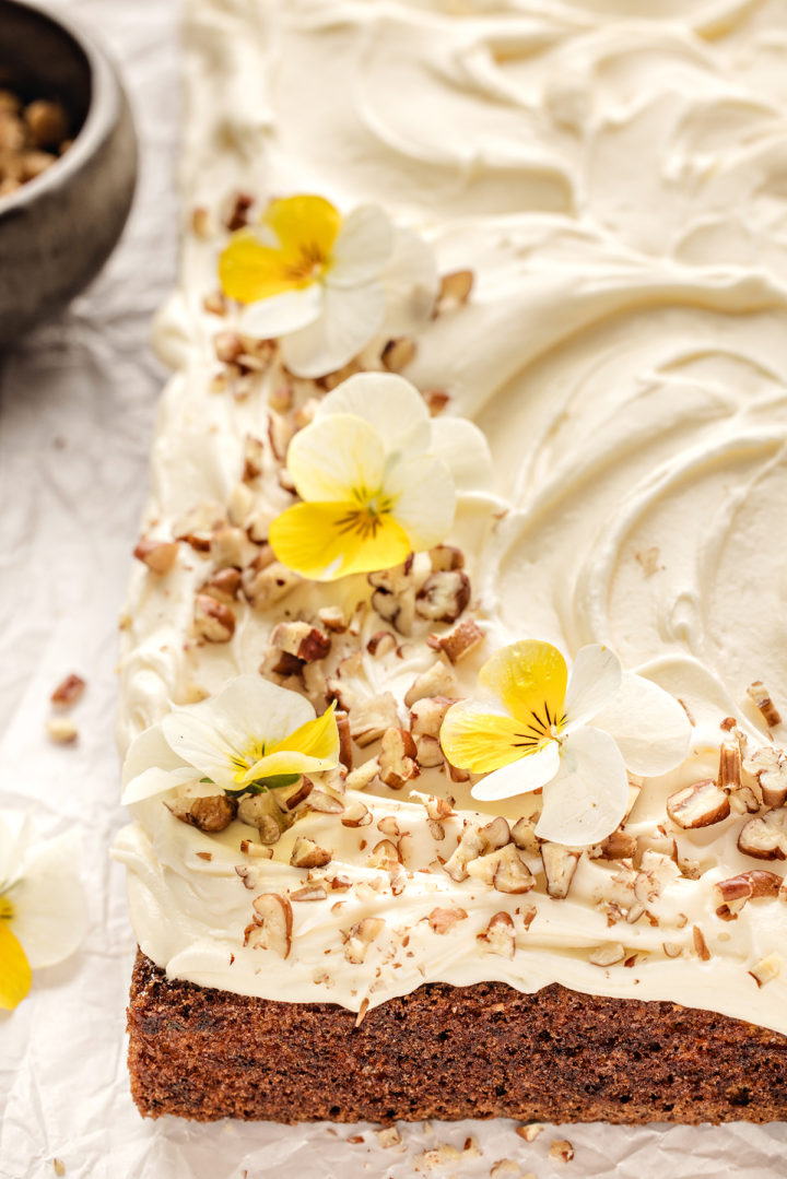 photo of a 9x13 carrot cake with pineapple 