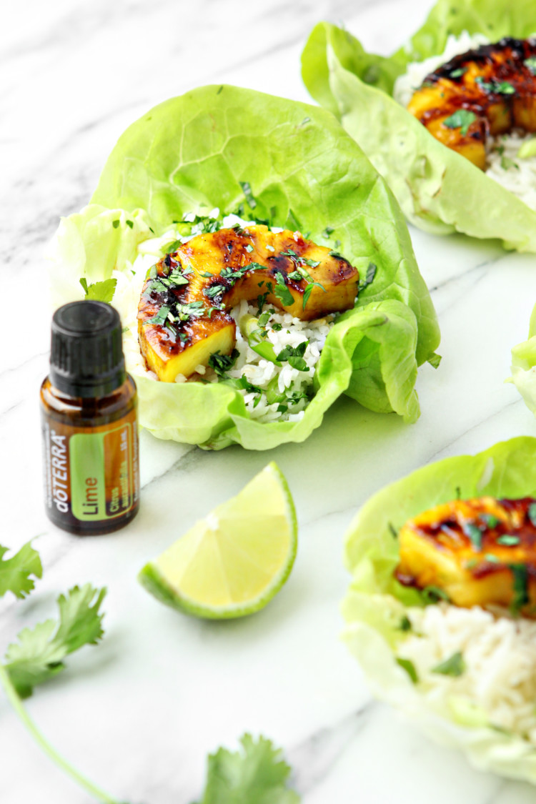 grilled pineapple lettuce wraps with doterra essential oils