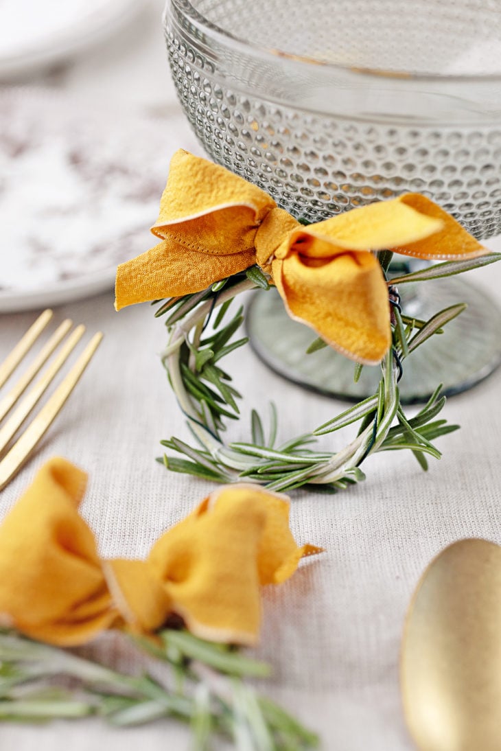 Rosemary sprig place cards for Thanksgiving