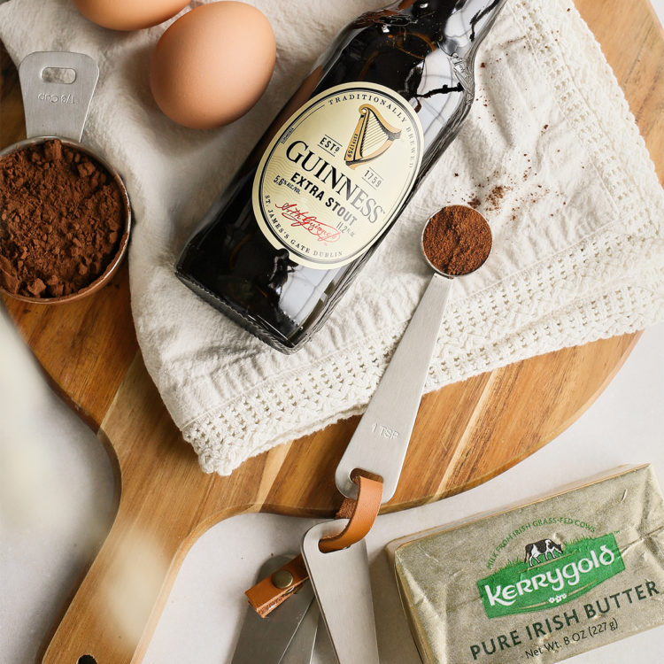 a bottle of guinness and a package of irish butter for a st patrick's day recipe
