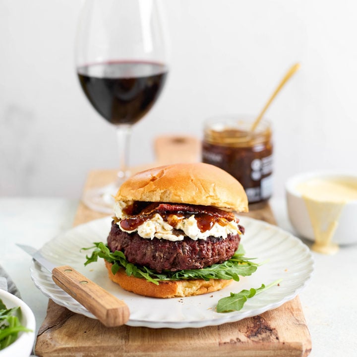 Grilled Goat Cheese Burgers with Lemon Garlic Aioli